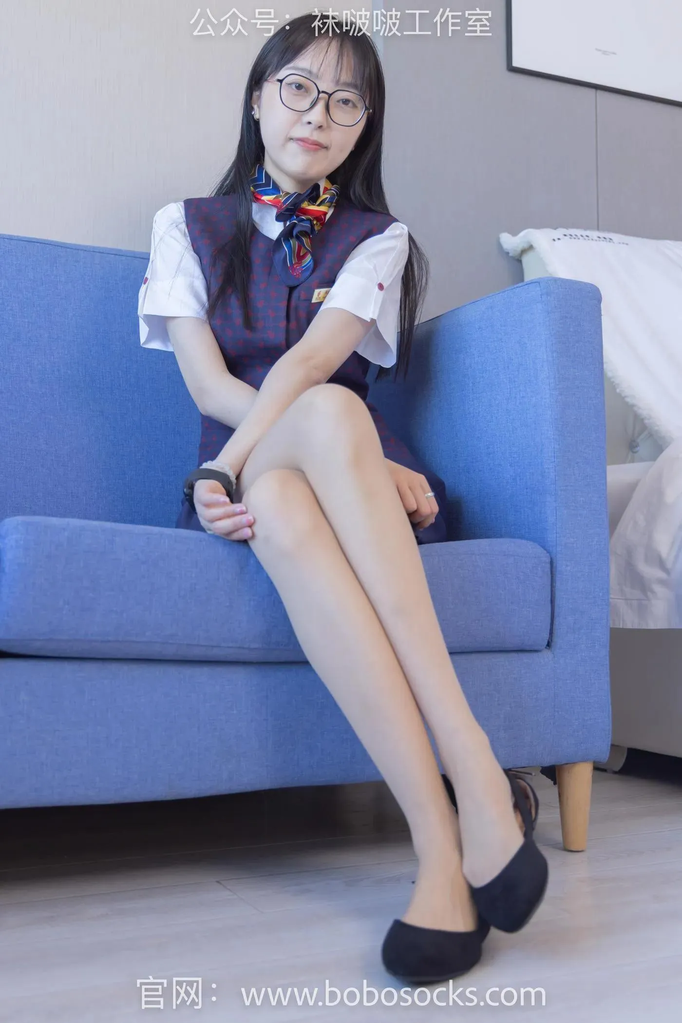 [BoBoSocks袜啵啵]NO.115 稚予-平底鞋、肉丝、空姐制服 [136P]插图